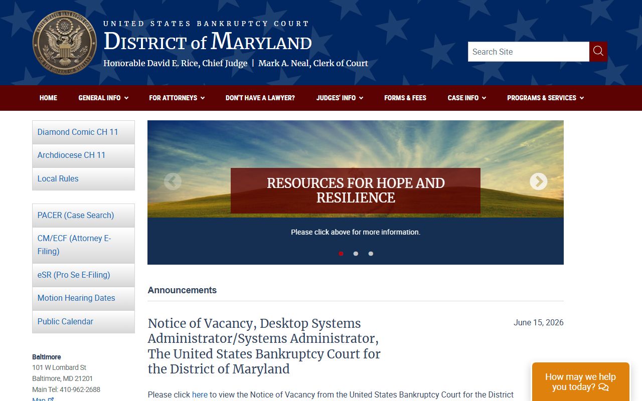 St. Mary's County Clerk records and U.S. Bankruptcy Court access