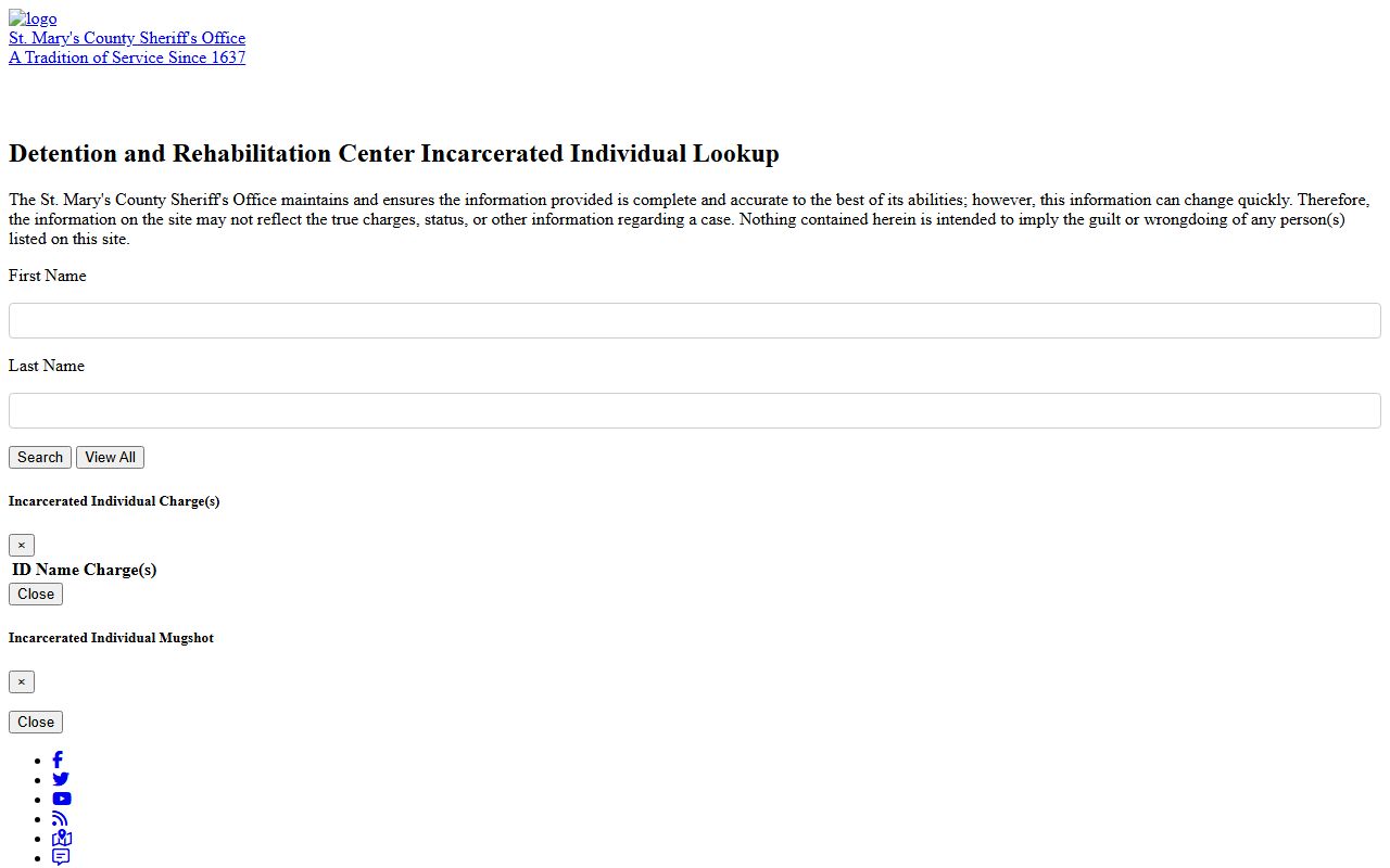 Direct St. Mary's detention center lookup application
