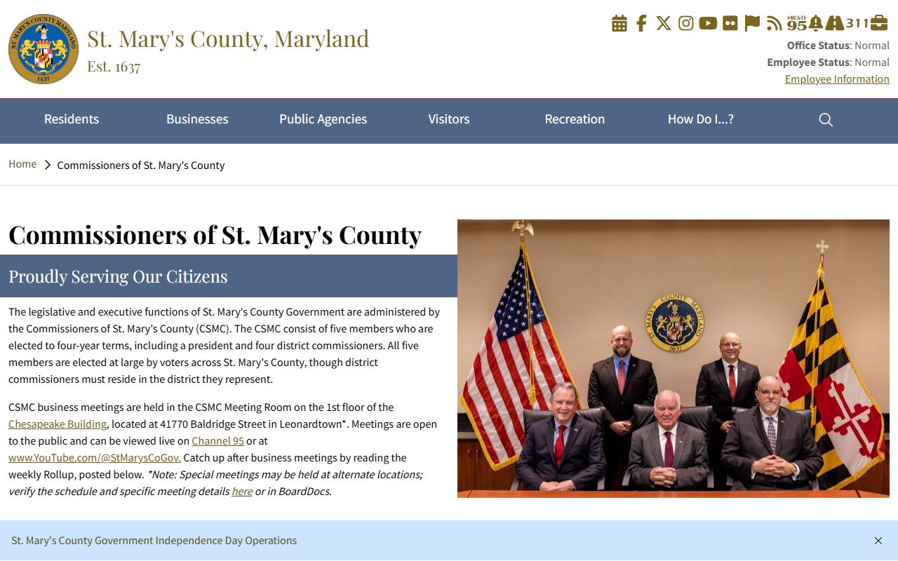 Commissioners of St. Mary's County government source