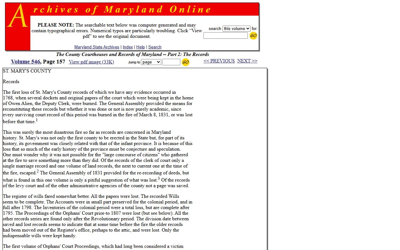 St. Mary's County probate records Maryland State Archives court records history