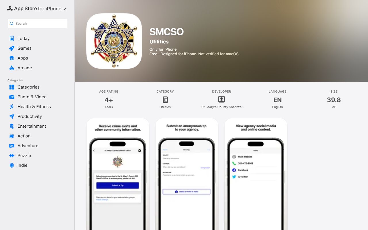SMCSO Apple App Store listing
